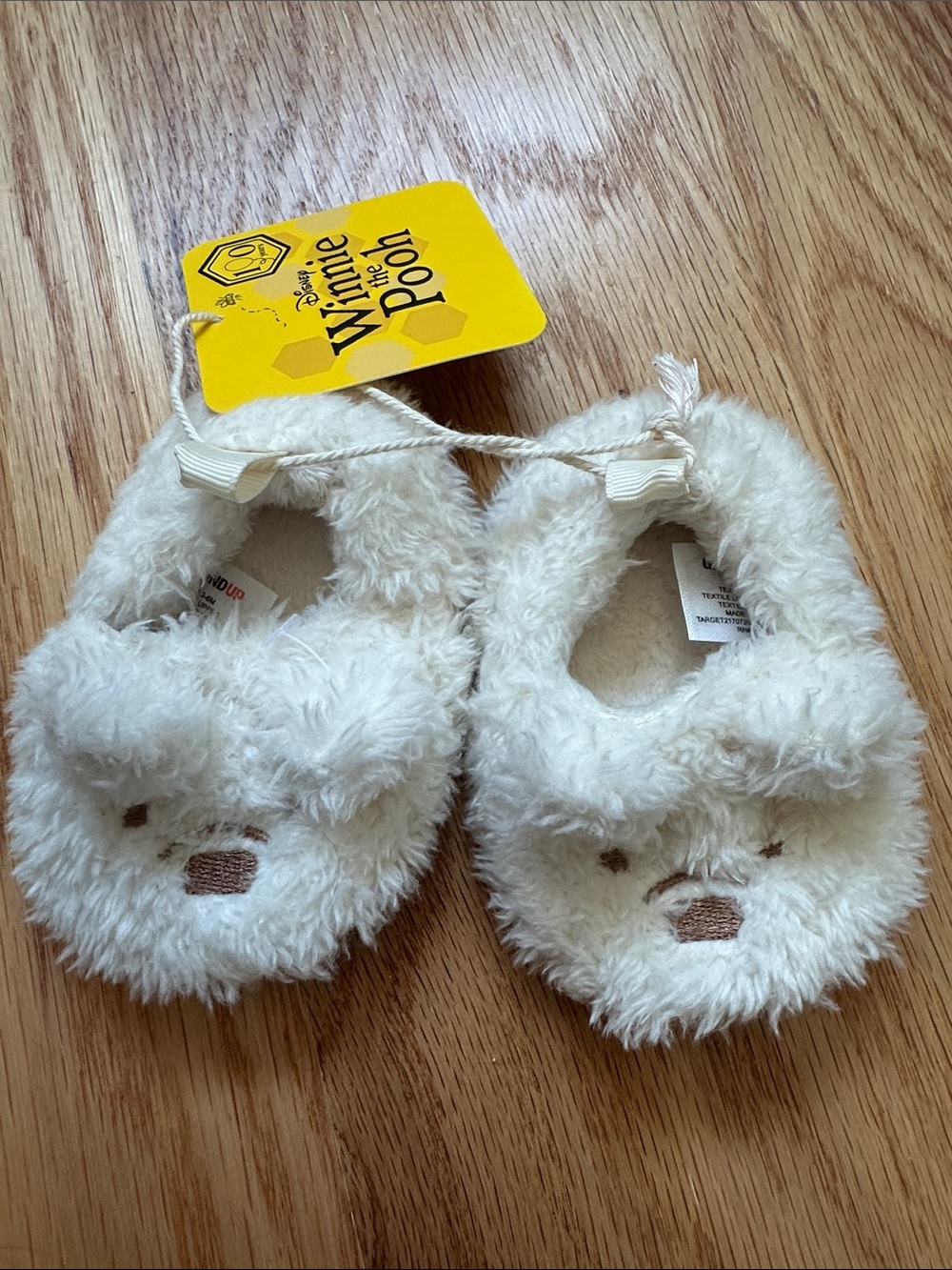 Disney Winnie the Pooh Plush Cream Baby Booties